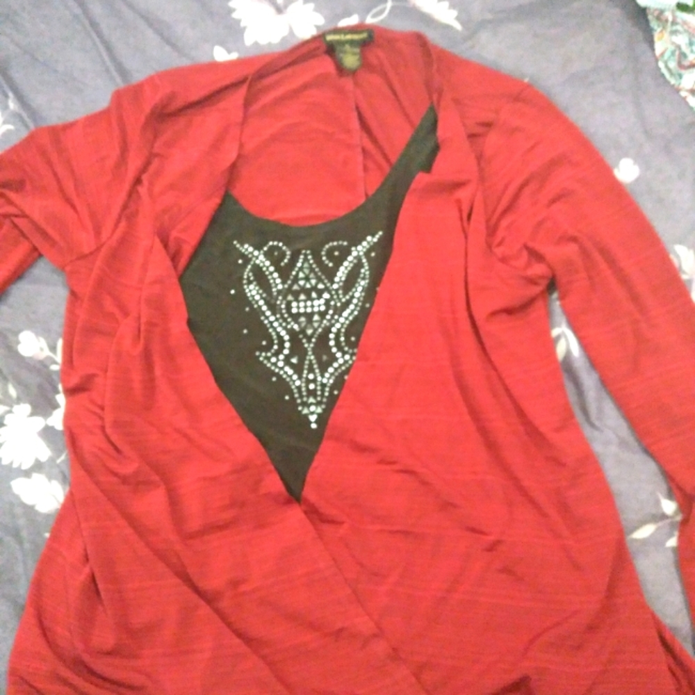 Red blouse with sequins